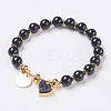 Natural Dyed & Heated Black Agate Beads Stretch Bracelets BJEW-I261-01F-1
