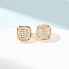Brass Micro Pave Cubic Zirconia Stud Earrings EJEW-F418-01G-02-1