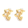 Rack Plating Brass Wave Cuff Earrings with Plastic Pearl EJEW-A028-57G-1