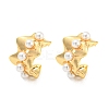 Rack Plating Brass Wave Cuff Earrings with Plastic Pearl EJEW-A028-57G-1