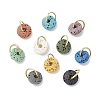 Natural Lava Rock Dyed Disc Charms PALLOY-JF02267-02-1