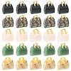 5Pcs 5 Styles Synthetic Blue Goldstone & Natural Cherry Blossom Agate & & Green Aventurine & Rose Quartz & Rhodonite Brass Pendants KK-YW0003-41-1