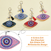 4Pcs 4 Colors Velvet Evil Eye Full Rhinestones Keychains KEYC-DC0001-26-5