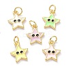 Real 18K Gold Plated Brass Enamel Charms KK-L206-019G-1