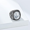 304 Stainless Steel with Natural Howlite Finger Rings for Men FS-WG44E14-08-2