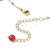 Dyed Natural Banded Agate Round & 304 Stainless Steel Shell Shape Tassel Anklets for Women AJEW-AN00702-02-5