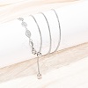 Adjustable 304 Stainless Steel Leaf Link Slider Lariat Necklaces for Women NJEW-B133-01P-1
