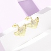 Brass Micro Pave Clear Cubic Zirconia Stud Earrings EJEW-D351-10G-4