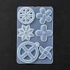 Flat Round Spinning Pendant and Windmill & Snowflake & Flower & Clover & Tyre Cabochon Silicone Molds DIY-P059-08-3