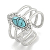 304 Stainless Steel Synthetic Gemstone Cuff Rings G-Z056-03P-2