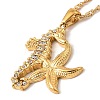 304 Stainless Steel Crystal Rhinestone Seahorse & Starfish Pendant Rope Chain Necklaces for Women STAS-Z101-08G-2