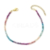 Natural Rhodonite & Amethyst & Apatite & Ruby & Sunstone Faceted Round Beaded Anklets for Women AJEW-AN00811-3