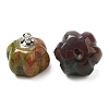 Natural & Synthetic Mixed Gemstone Pumpkin Charms with Platinum Tone Brass Bails G-C158-06P-2