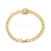 Green Cubic Zirconia Leopard Link Bracelet with Brass Curb Chains for Men Women KK-H434-11G-4