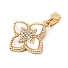 Natural Shell & Clear Cubic Zirconia Pendants KK-G553-13G-2