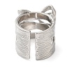 Brass Micro Pave Cubic Zirconia Bowknot Open Cuff Wide Rings for Women RJEW-B057-03P-3