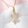 Brass Micro Pave Clear Cubic Zirconia Snake Pendant Necklaces NJEW-S438-02F-G-2