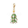 Christmas Tree Glass & Shell Pearl Pendant Decorations HJEW-TA00182-01-1
