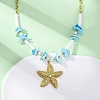 Starfish 304 Stainless Steel Pendant Necklaces NJEW-L465-05G-2
