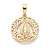 Brass Micro Pave Clear Cubic Zirconia Pendants KK-N268-53G-1
