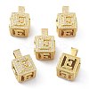 Alphabet Brass Micro Pave Clear Cubic Zirconia Pendants ZIRC-O045-01G-E-1