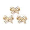 Bowknot Rack Plating Brass Micro Pave Clear Cubic Zirconia Connector Charms KK-E003-26G-3