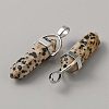 Natural Dalmatian Jasper Double Terminal Pointed Pendants G-WH0016-37I-2