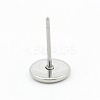 304 Stainless Steel Flat Round Stud Earring Settings X-STAS-I017-04-3
