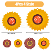 4Pcs 4 Style Sunflower PVC Plastic Hot Pads with Hanging Loop AJEW-HY0001-30-2
