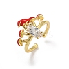 Brass Micro Pave Cubic Zirconia Cuff Rings for Women RJEW-F182-07G-4