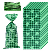 Rectangle Shamrock Clover Print Plastic Cookies Packing Pouches ABAG-WH0038-35B-1