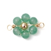 7Pcs 7 Styles Natural Carnelian & Topaz Jade & Amethyst & Rose Quartz & Green Aventurine & Lapis Lazuli & Flower Amazonite & Brass Round Beaded Flower Connector Charms PALLOY-JF03465-3