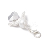 Heart Angel Glass & Glass Pearl Pendant Decorations HJEW-JM03773-01-5