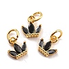Brass Cubic Zirconia Charms KK-A156-02G-RS-2