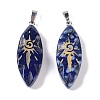 Dyed Natural Lapis Lazuli Gold Sun Pattern Pendants G-L524-14P-06-1