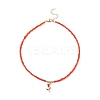 3Pcs 3 Style Glass Seed & Brass Heart Beaded Necklaces Set NJEW-JN03965-5