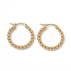201 Stainless Steel Round Beaded Hoop Earrings with 304 Stainless Steel Pins for Women EJEW-B016-01C-G-1