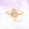 304 Stainless Steel Rhinestone Cuff Rings RJEW-D306-23G-1
