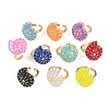 Brass Enamel Adjustable Cuff Rings for Women RJEW-G357-01M-4