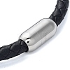 Men's Braided Black PU Leather Cord Bracelets BJEW-K243-60AS-3