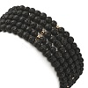 5Pcs 5 Style Natural Lava Rock & Pearl & Shell Star Beaded Stretch Bracelets Set BJEW-JB09495-03-5
