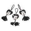 Wire Wrapped Chips Natural Obsidian Big Pendant Decorations HJEW-H057-01B-1