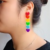 Rainbow Color Pride Flag Acrylic Heart Dangle Stud Earrings RABO-PW0001-012P-4