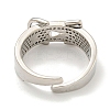 Rack Plating Brass Micro Pave Cubic Zirconia Belt Shape Open Cuff Rings for Women RJEW-F162-10P-3
