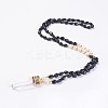 Natural Black Tourmaline and Natural Quartz Crystal Pendant Necklaces NJEW-I220-05-1