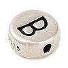 925 Sterling Silver Flat Round with Letter Beads STER-G044-01AS-B-2