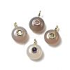 Natural Grey Agate Flat Round Pendants G-H318-01G-A-04-1