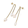 304 Stainless Steel & Natural Cultured Freshwater Pearl Dangle Earrings EJEW-JE07380-4