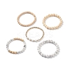 5Pcs 5 Style Natural Wood & Howlite Round Beaded Bracelets Set BJEW-JB08820-4