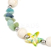 Dyed Synthetic Turquoise Starfish & Natural Flower Amazonite Chip Beaded Anklets with 304 Stainless Steel End Chains AJEW-AN00733-03-4